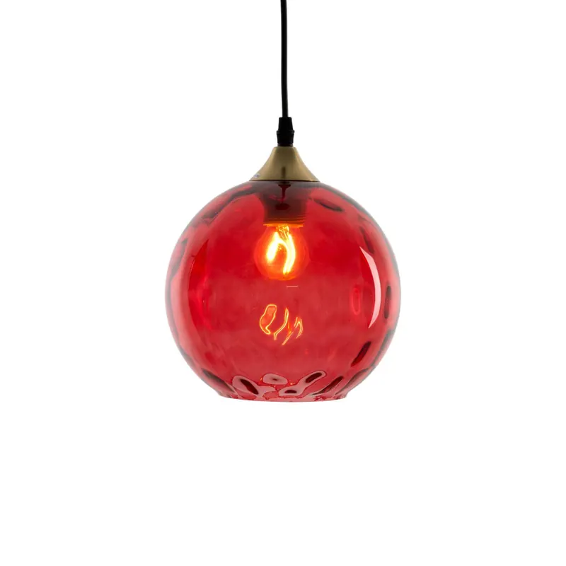 Lampa żyrandol Roma 1-punktowa szklany klosz czerwony
