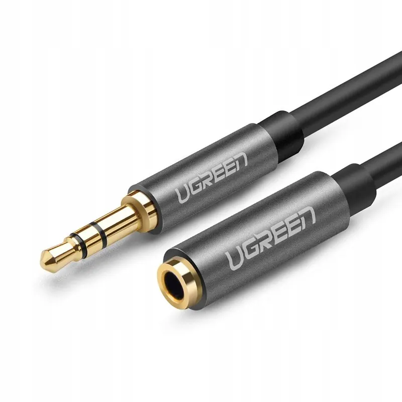 Przewód kabel przedłużacz do słuchawek Aux 3.5mm mini jack 1m srebrny