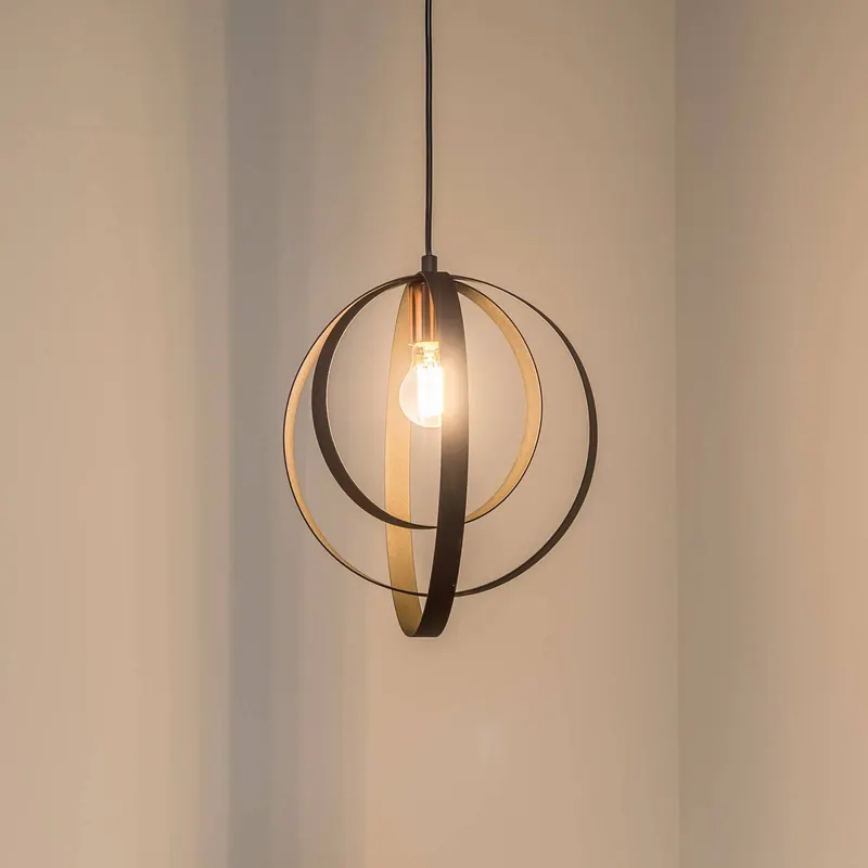 Lampa wisząca Vaveyla 446-S z trzema czarnymi pierścieniami