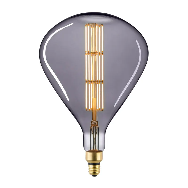 Żarówka LED Giant Tear E27 8 W, żarnik, 1800 K, ściemniana, kolor tytanowy