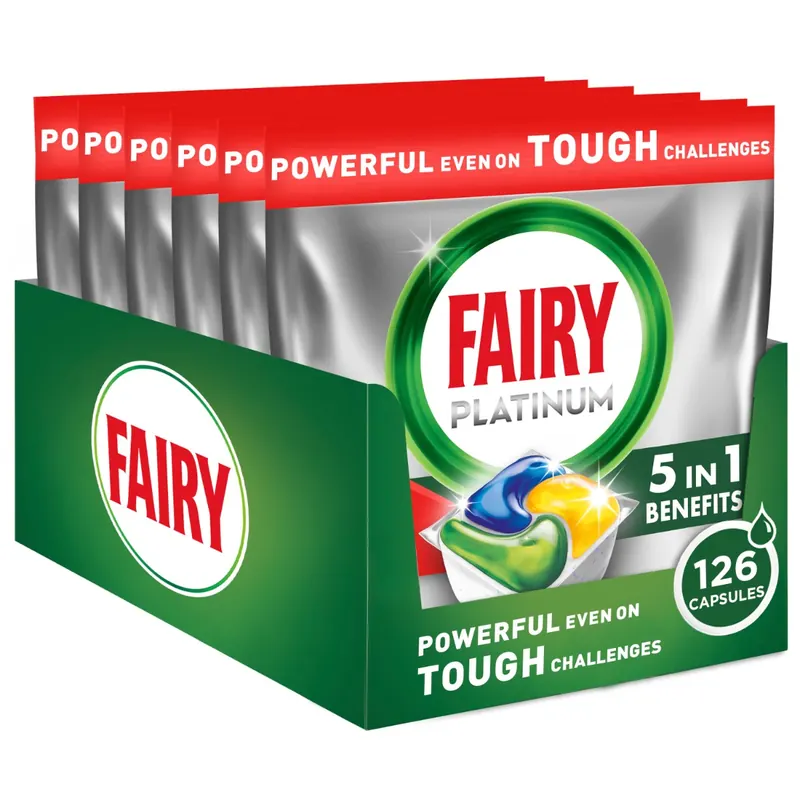 Kapsułki do zmywarki Fairy Platinum All in One 126szt Cytryna+GRATIS