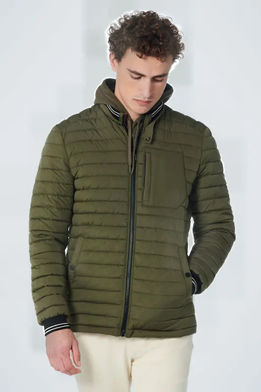 No Excess Jacket Short Fit Padded Army Maat: S | Lichte Jassen Outlet | Heren | Groen