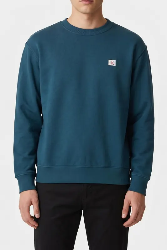 Calvin Klein Ls 350terry Sweatshirt Navy Teal Maat: L | Sweaters Outlet | Heren | Blauw
