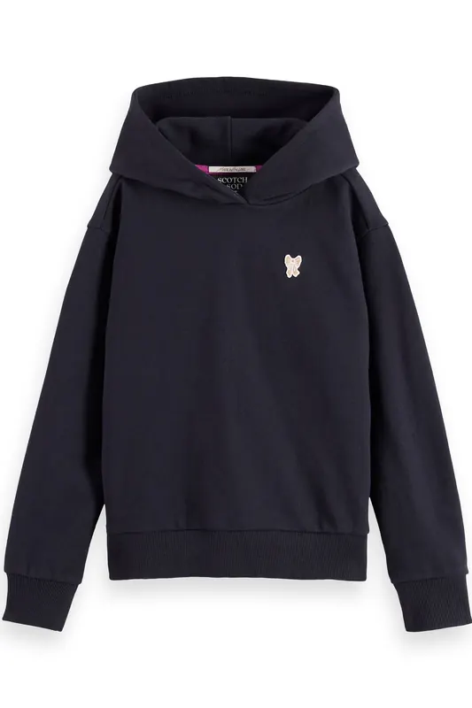 Scotch & Soda Girl Relaxed-fit Hoodie With Back Artwork Anthracite Maat: 14 | Sportkleding Outlet | kids | Blauw