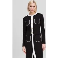 Karl Lagerfeld Bw Knit Cardigan White/black Maat: M | Korte Jassen Outlet | Dames | Zwart
