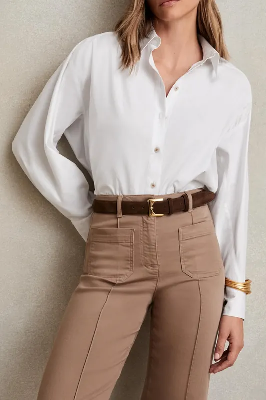 Reiss Cotton Shirt White Maat: 16 | Longsleeves Outlet | Dames | Wit