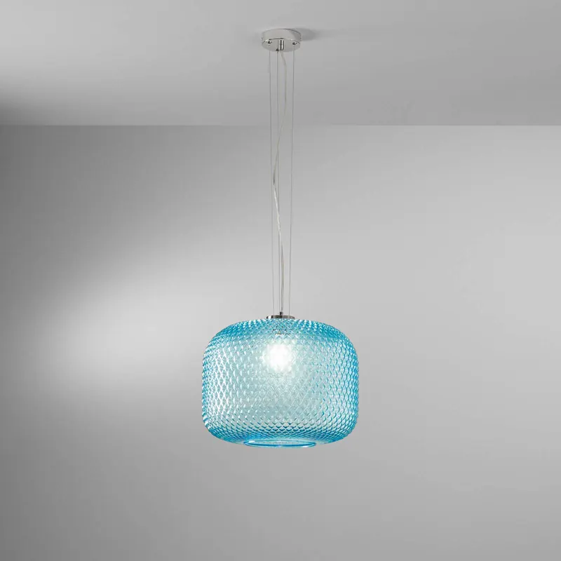 Żyrandol Ashford, turkusowa, Ø 40 cm, szkło