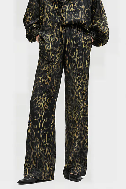 AllSaints Charli Trouser Jinx Golden Brown Maat: 2 | Wijde Broeken Outlet | Dames | Bruin
