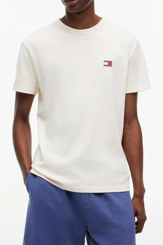 Tommy Hilfiger Regular Badge Tee Ex Calico Maat: XL | Basic T-Shirts Outlet | Heren | Ecru