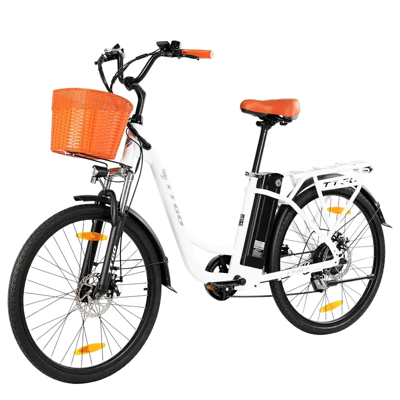 TTGO YY-26ST Rower Elektryczny 26 Cali E-bike 36V14.5 Ah Bateria, Rower Miejski 60-75 km Rower Elektryczny z Koszykiem EBike dla Kobiet i Mężczyzn