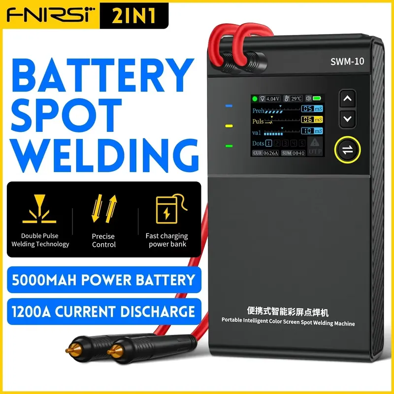 FNIRSI SWM‑10 Przenośna zgrzewarka punktowa do akumulatorów, mini spawarka DIY, narzędzie do zgrzewania pakietów akumulatorów 18650, 5000mAh, grubość materiału do zgrzewania: 0,25 mm