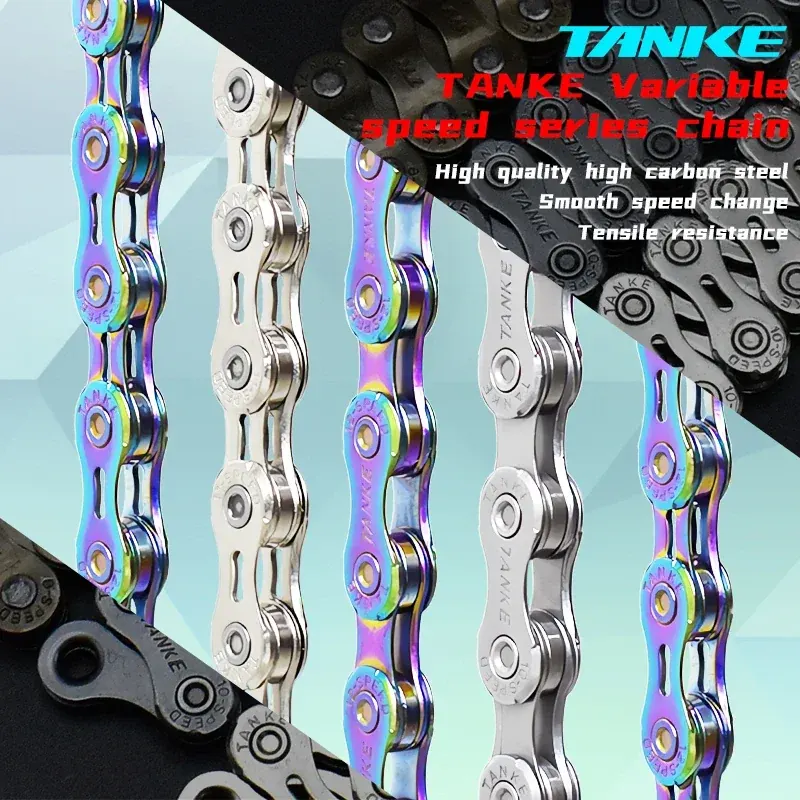 TANKE Łańcuch rowerowy S8 S9 S10 S11 S12 Łańcuchy do rowerów szosowych MTB, zmienny łańcuch prędkości 116/126L Wysokiej jakości prądowe akcesoria rowerowe