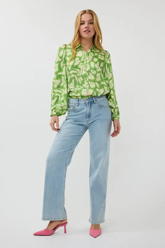 EsQualo Blouse Basic Floral Treasure Print Maat: 34 | Longsleeves Outlet | Dames | Groen