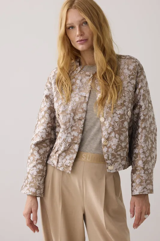 Summum Woman Jacket Bomber Leaves Jaquard Alpaca Maat: L | Bomberjacks Outlet | Dames | Bruin
