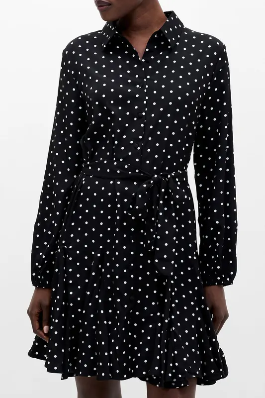 French Connection Polka Dot Swing Dress Black/white Maat: 8 | Blousejurken Outlet | Dames | Zwart