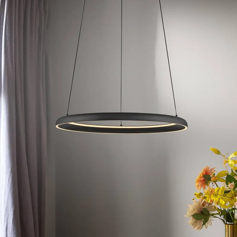 Żyrandol LED QUILLO, czarna, Ø 60 cm, metalowa, z funkcją Switchdim