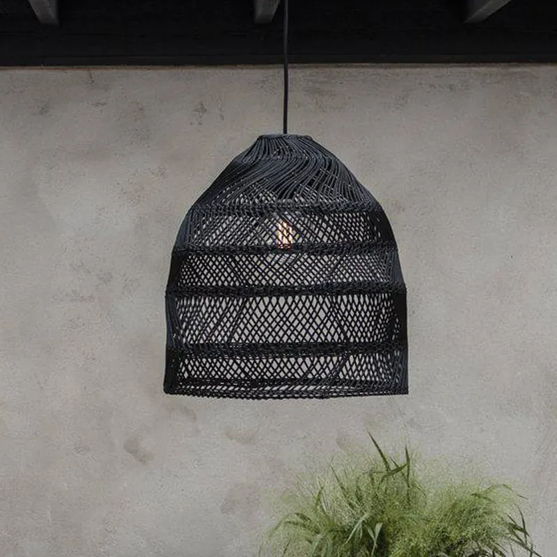 PR Home Żyrandol Maja, rattan, czarny, Ø 53 cm