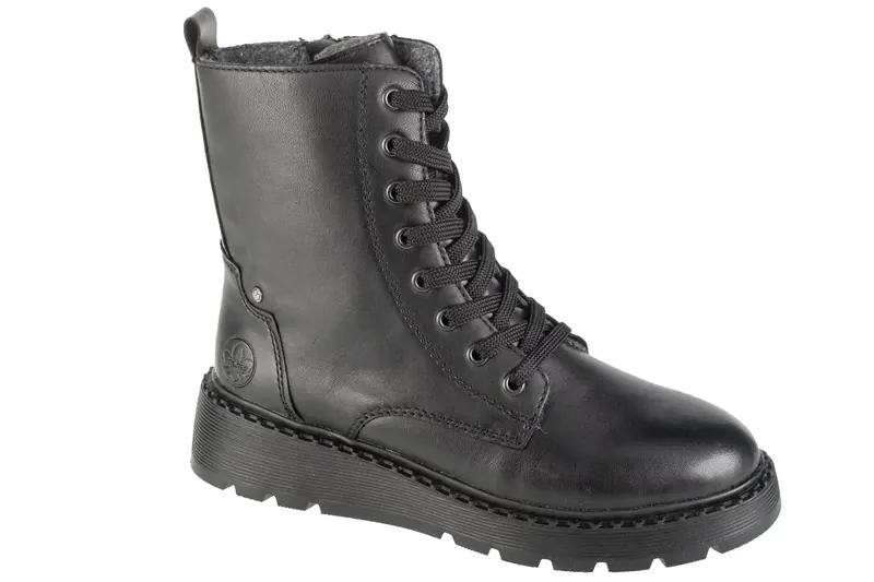 Rieker Booties 70401-00, Damskie, Czarne, buty zimowe, skóra naturalna, rozmiar: 37