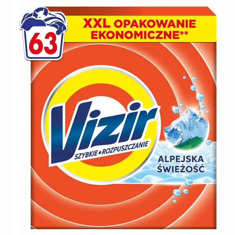 Vizir Proszek Do Prania białych tkanin, Alpine Fresh, 3.465 kg, 63 Prania