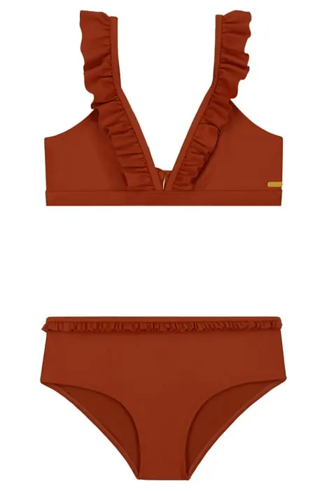 Shiwi Girls Bella Hipster Bikini Set Ochre Brown Maat: 86/92 | Badmode Outlet | kids | Oranje