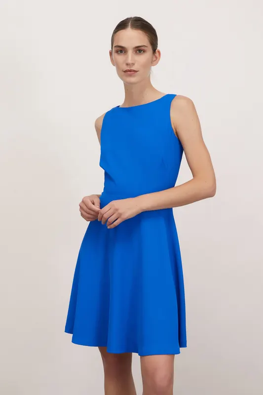 Motivi Crepe Fabric Mini Dress Bright Blue Maat: 36 | Mini Jurken Outlet | Dames | Blauw