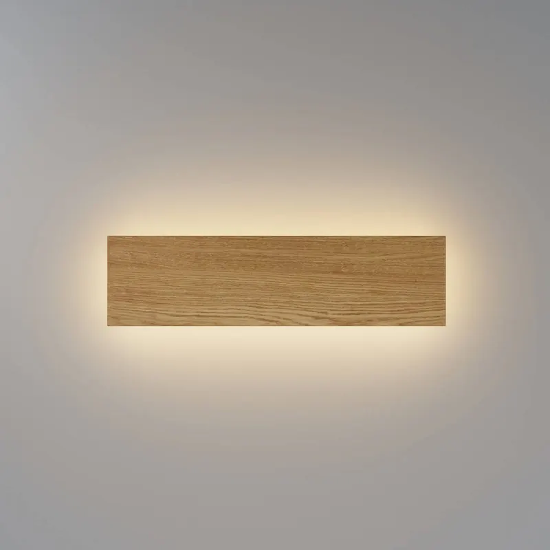 Kinkiet LED BASIC TEXTURE, drewno, szerokość 30 cm, CCT