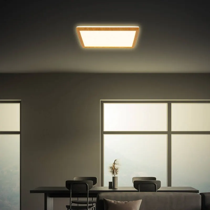 Lampa sufitowa LED Tava Wood, 29 x 29 cm, tworzywo sztuczne, 3000 K