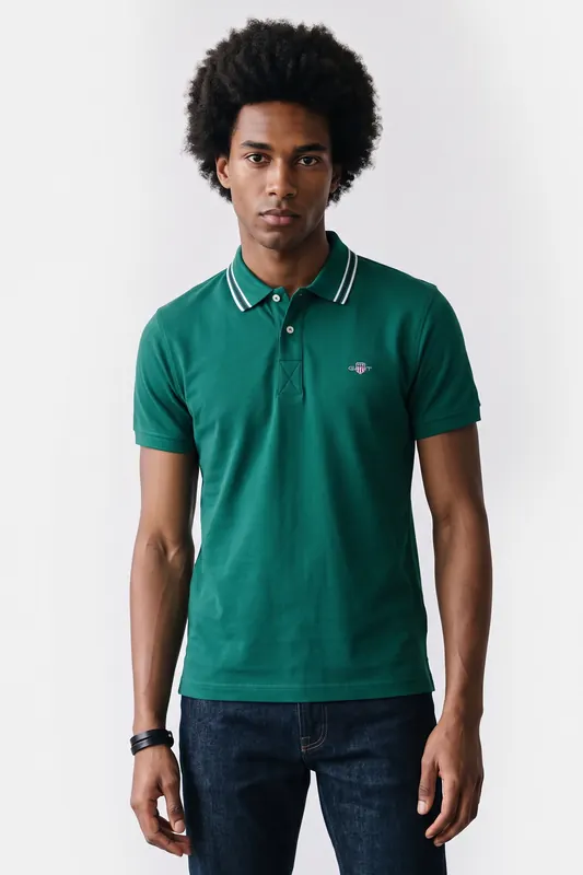GANT Collar Tipping Ss Polo Deep Forest Green Maat: XL | Poloshirts Outlet | Heren | Groen