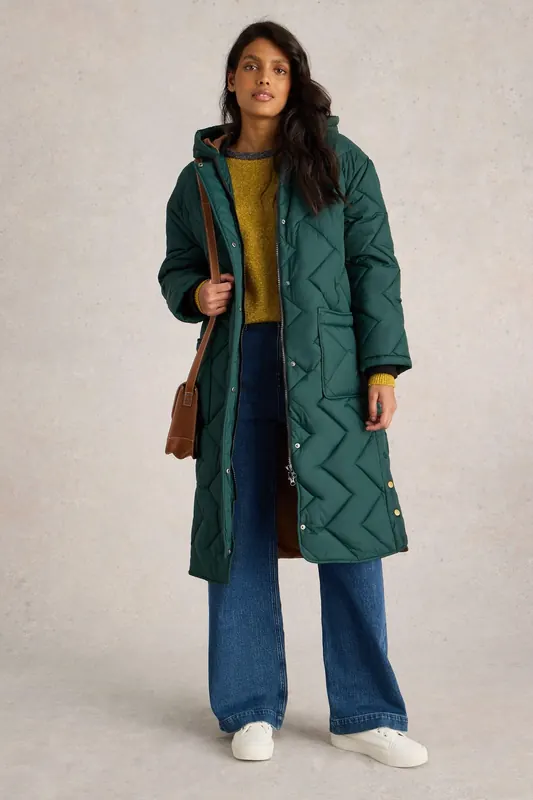 White Stuff Sloane Quilted Coat Dark Green Maat: 14 Petite | Parka's Outlet | Dames | Groen