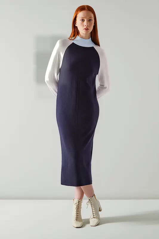 LK Bennett Bergen Midi Dress Blue Multicolor Maat: S | Midi Jurken Outlet | Dames | Blauw