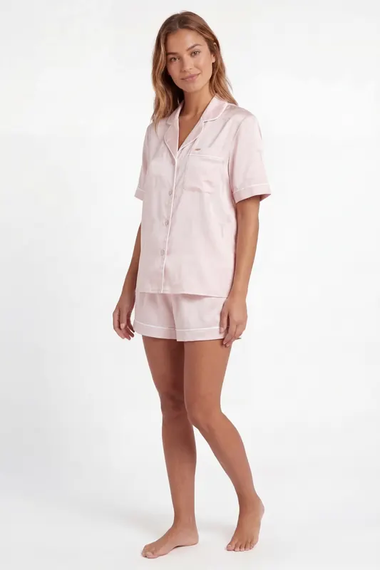 Ted Baker Sybil 1pk Solid Short Jacquard Traditional Satin Pj Set Mauv Maat: 3XL | Overhemden Outlet | Dames | Roze