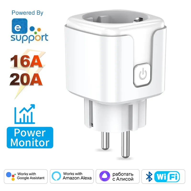 Ewelink Smart WiFi EU gniazdo wtykowe z funkcją monitorowania zasilania 16A/20A głośnik wylotowy współpracuje z Alexa Google Home Alice