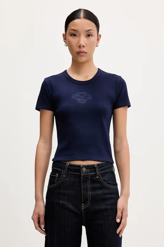 HUGO crop top damski z bawełną Delanor_4