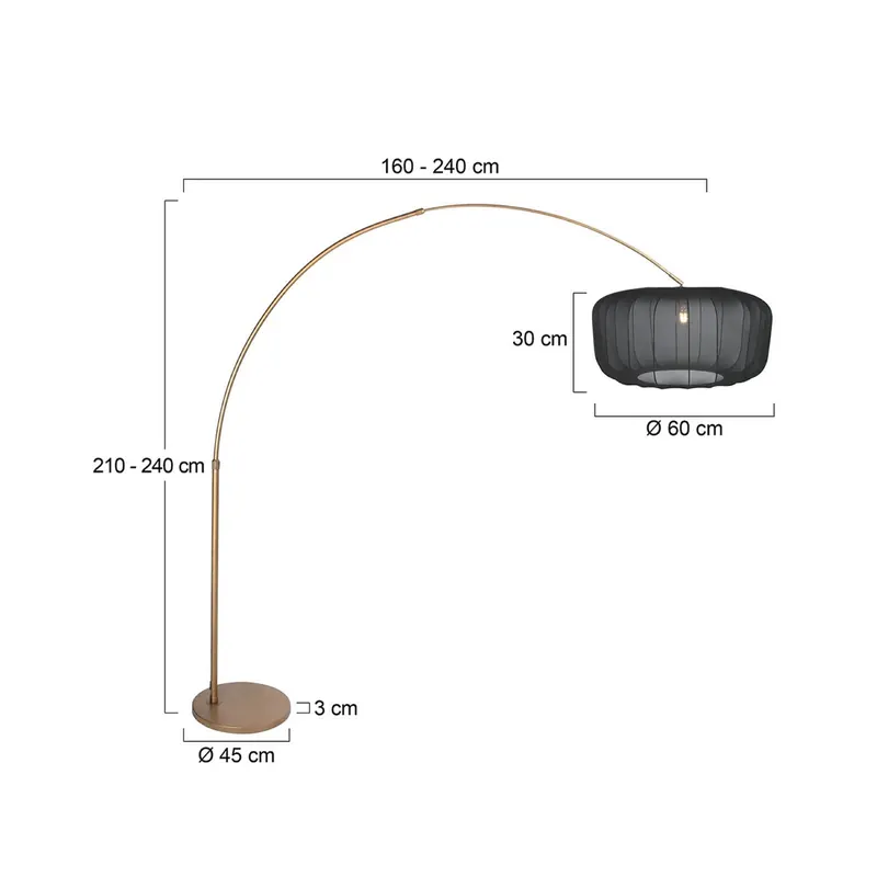 Lampa podłogowa Sparkled Light, brąz/czarny nylon, 240 cm