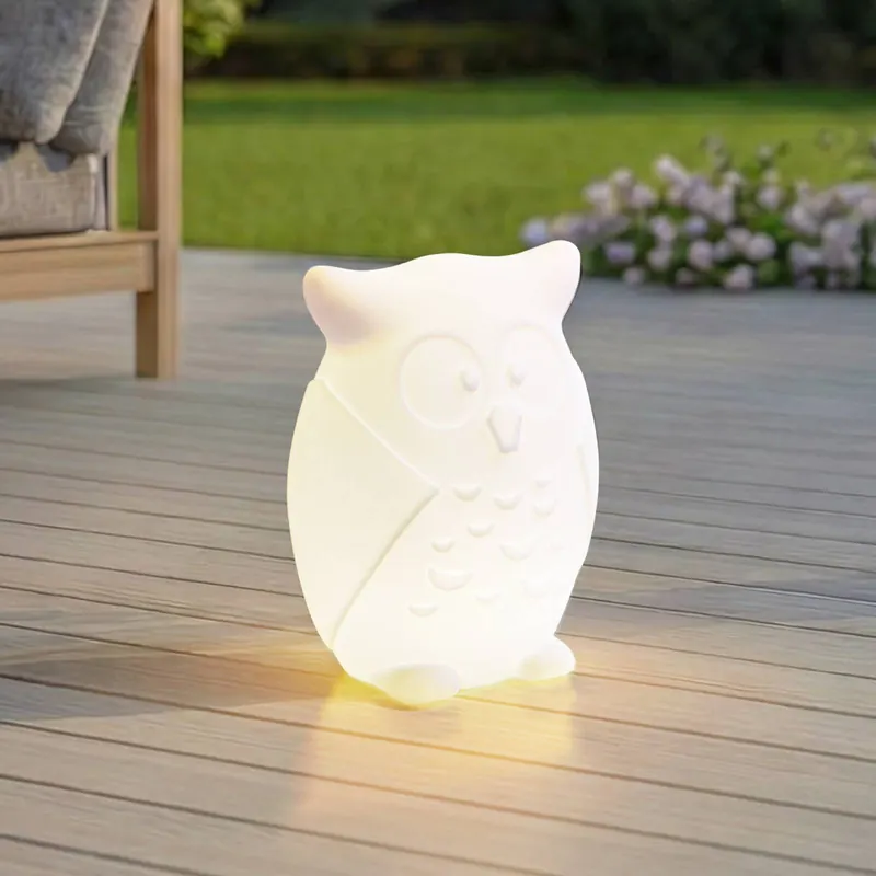 Lindby Latarka LED Errol, sowa, biała, RGBW, IP54