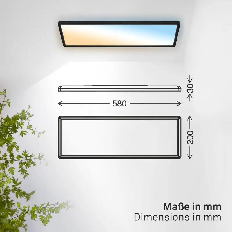 Panel LED Shallow Remote CCT, 58 x 20 cm, czarny, podświetlenie