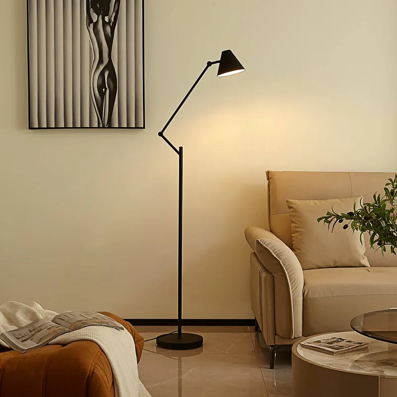 Lampa stojąca Phina, czarny/biały, regulowana, E27