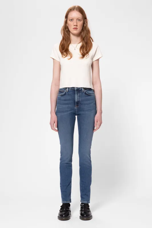Nudie Jeans Hightop Tilde Reality Mid Blue Maat: W28L34 | Skinny Jeans Outlet | Dames | Blauw
