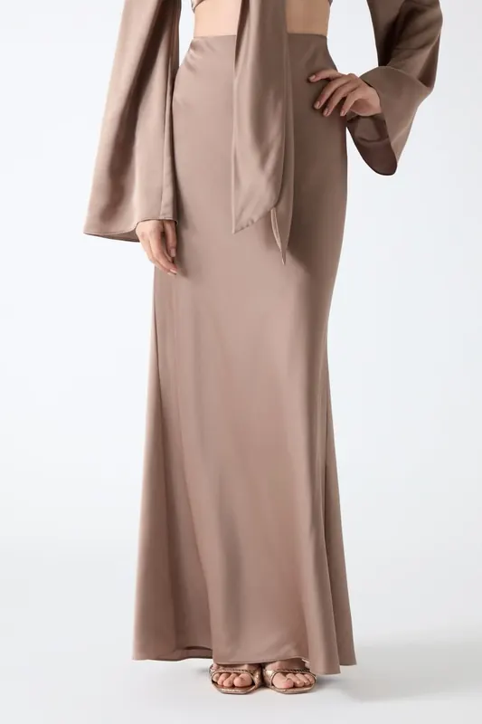 GUESS Monica Long Skirt Buff Taupe Maat: 38 | Maxi Rokken Outlet | Dames | Bruin