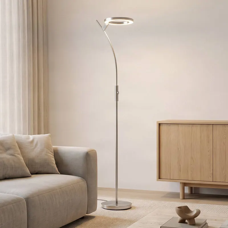 Lampa stojąca LED Lindby Darion, szary, metal, ściemniany, 180cm