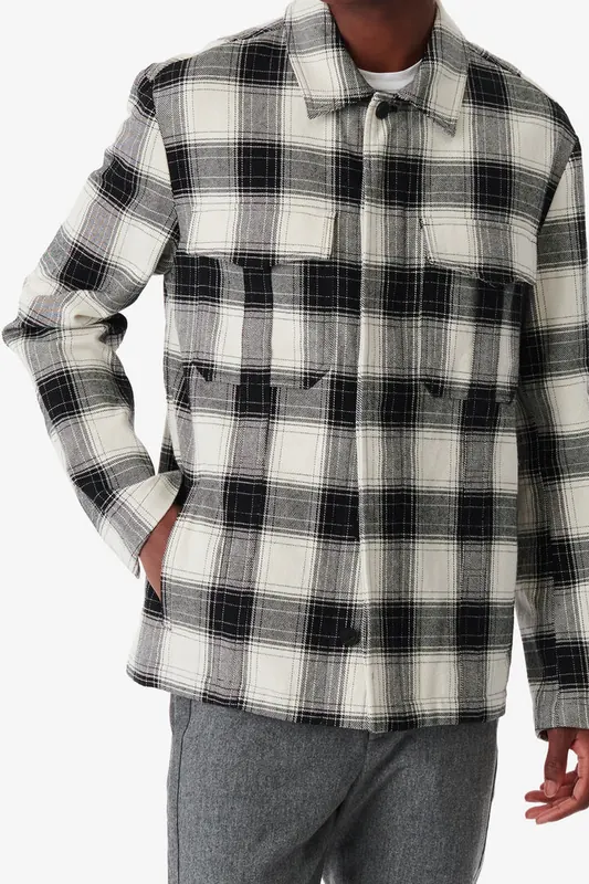 IRO Paris Fulvio Overshirt Mixed White Maat: S | Casual Overhemden Outlet | Heren | Zwart