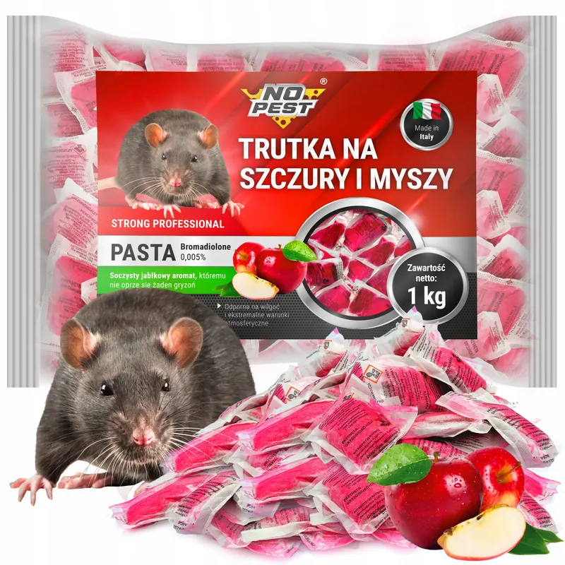 Mocna Silna Trutka Na Szczury Myszy Czerwona Pasta Bromadiolone No Pest 1KG