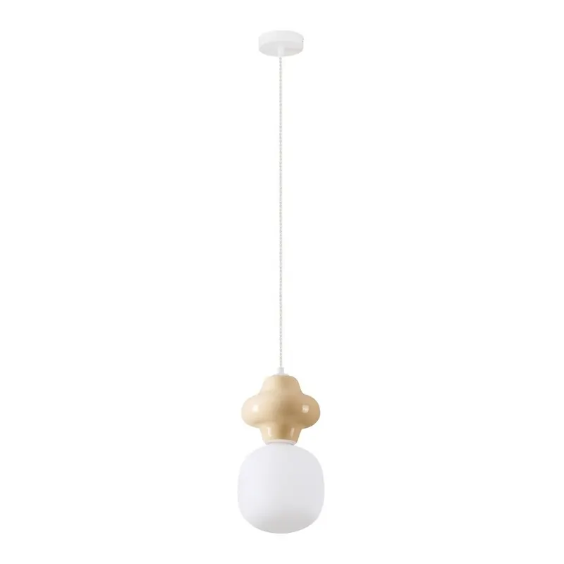 Biała/kremowa lampa wisząca ceramiczna ze szklanym kloszem ø 18 cm Clio – Nova Luce