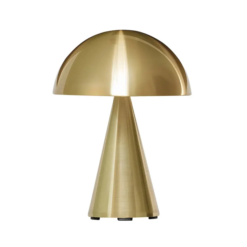 Ładna lampa stołowa LED Mush, mosiężna, IP44, ściemniany
