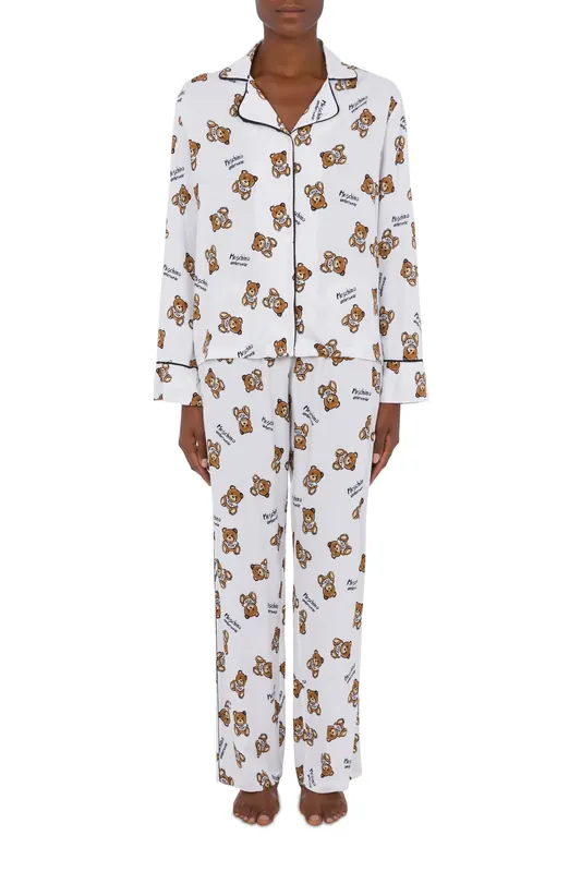 Moschino Allover Teddy Bear Twill Pyjamas White Maat: S | Nachtmode Outlet | Dames | Wit