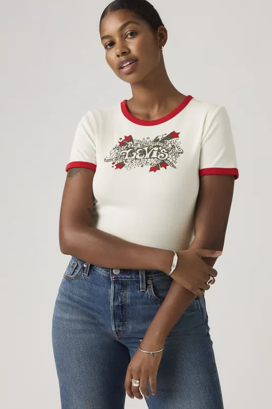 Levi's Graphic Ringer Rickie Groovy Levis Multi Maat: L | Tops Outlet | Dames