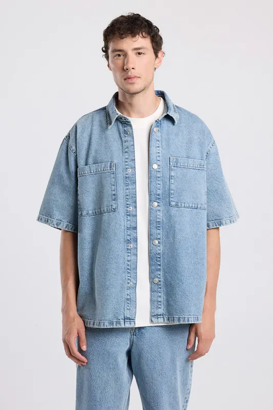 America Today Izaan Medium Blue Maat: S | Casual Overhemden Outlet | Heren | Blauw