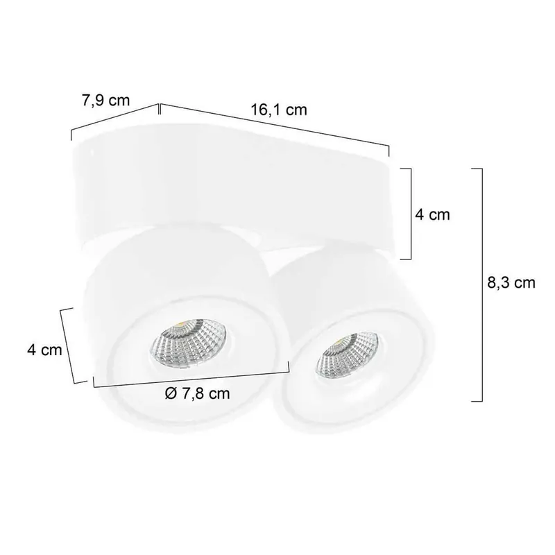 Reflektor sufitowy LED Fez, biały, 2-punktowy, metalowy, obrotowy