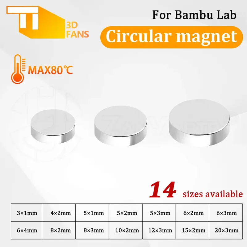 Do magnesu okrągłego Bambu Lab DIY Części do części drukarek 3D