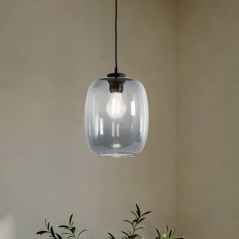 Lampa wisząca Elio, szkło, grafit, 1-punktowa